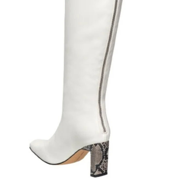 NEW! FRENCH CONNECTION Tall Liv Boots Snakeskin Heel Zipper Accent 6. - Picture 2 of 9